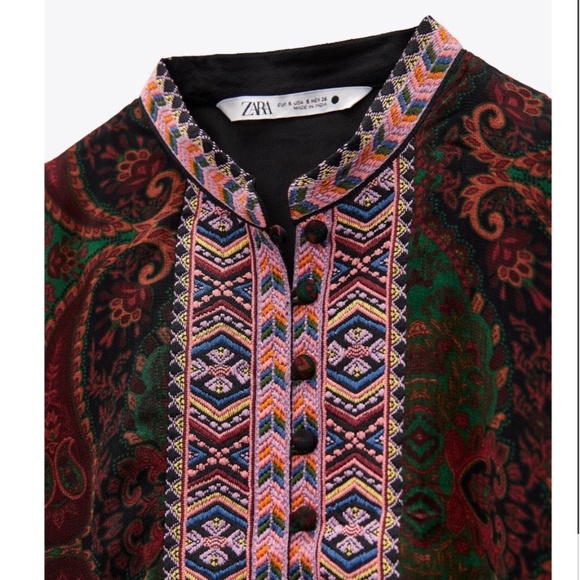 NWT Zara Dress with Jacquard Trims - Picture 3 of 11